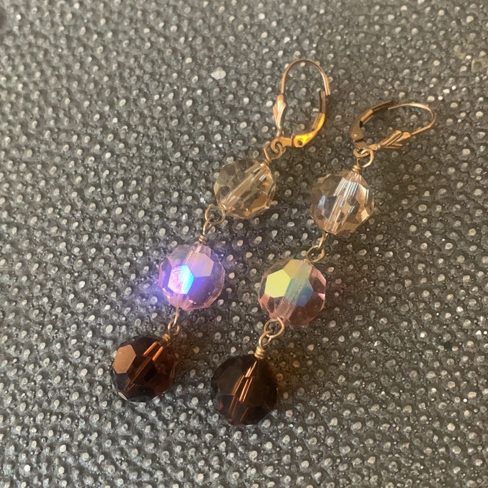 Crystal faceted multicolored drop earrings